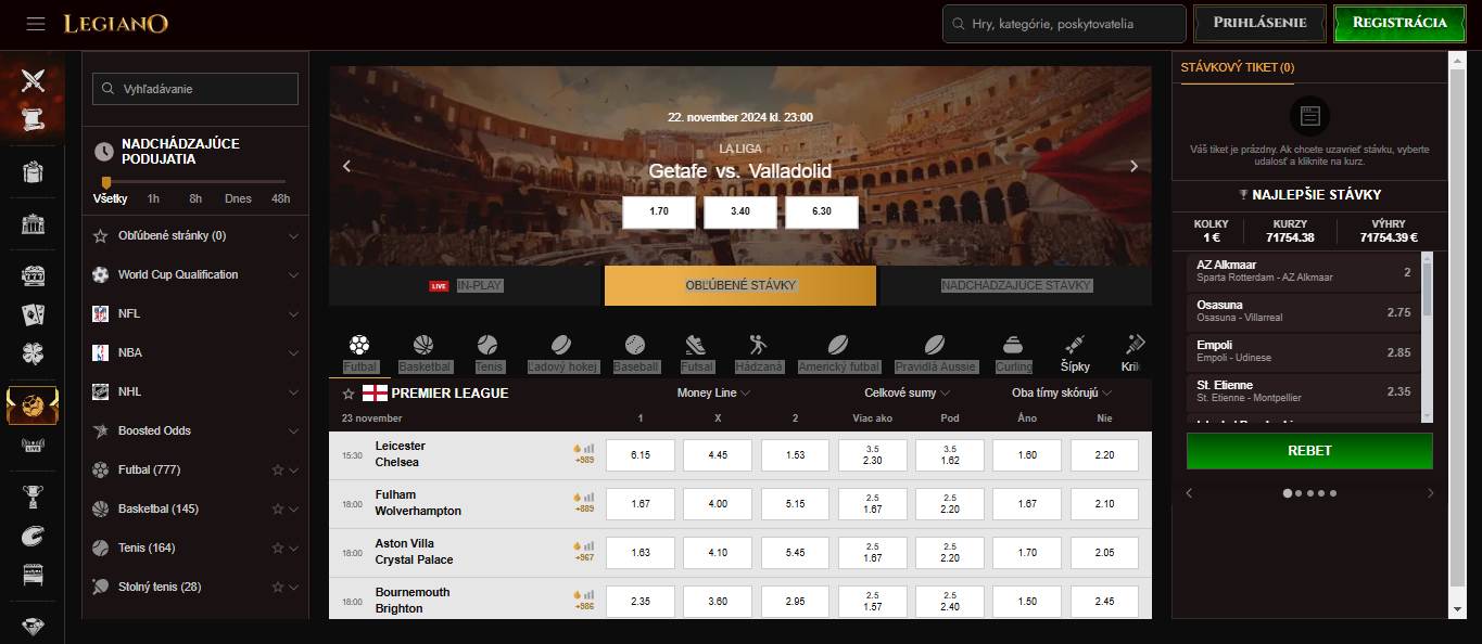 Legiano Bookmaker Sport Betting Slovakia, stavkovekancelarie.tv