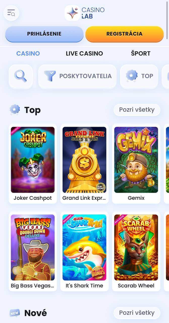 10 najpopulárnejších hier v CasinoLab Mobile