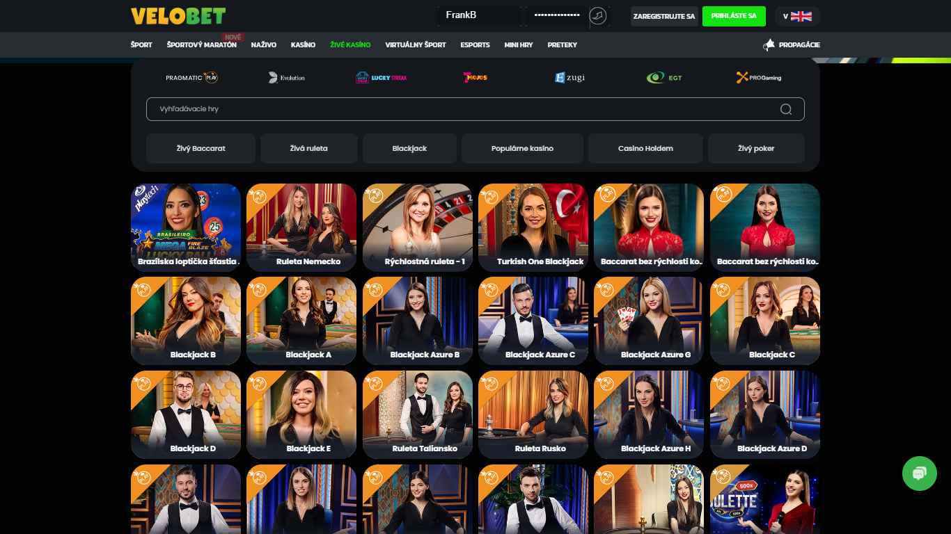 Velobet Live Casino Czech, stavkovekancelarie.tv