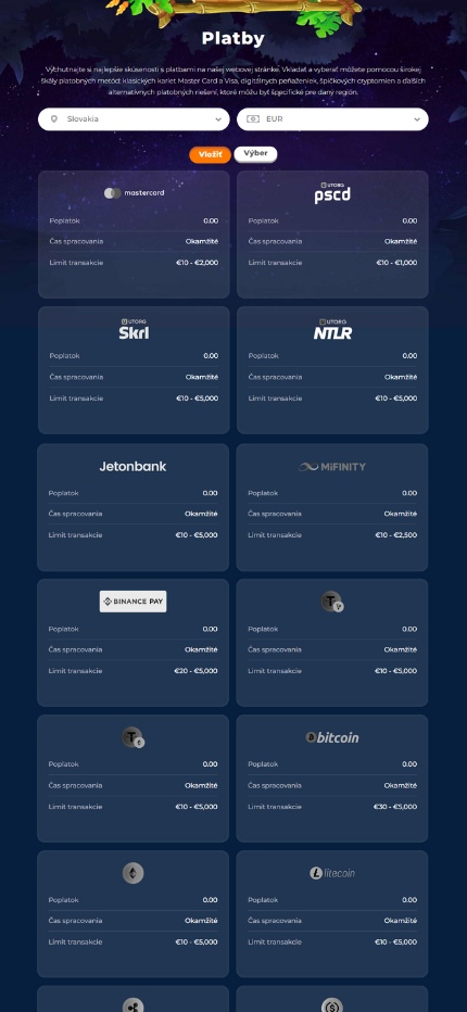 Wazamba Deposit methods Slovakia (Mobile screen), stavnice.tv