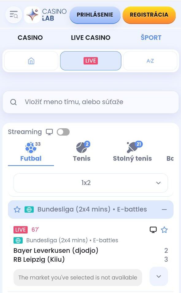 Živé stávky na CasinoLab