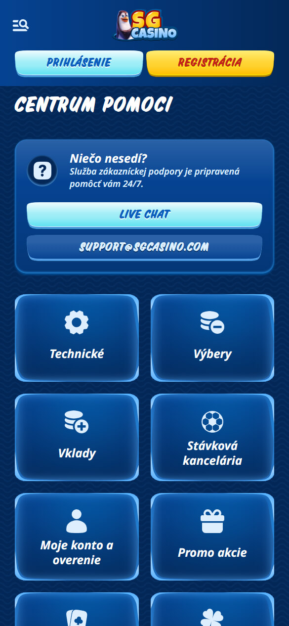SG Casino Zákaznícka podpora a dostupné jazyky