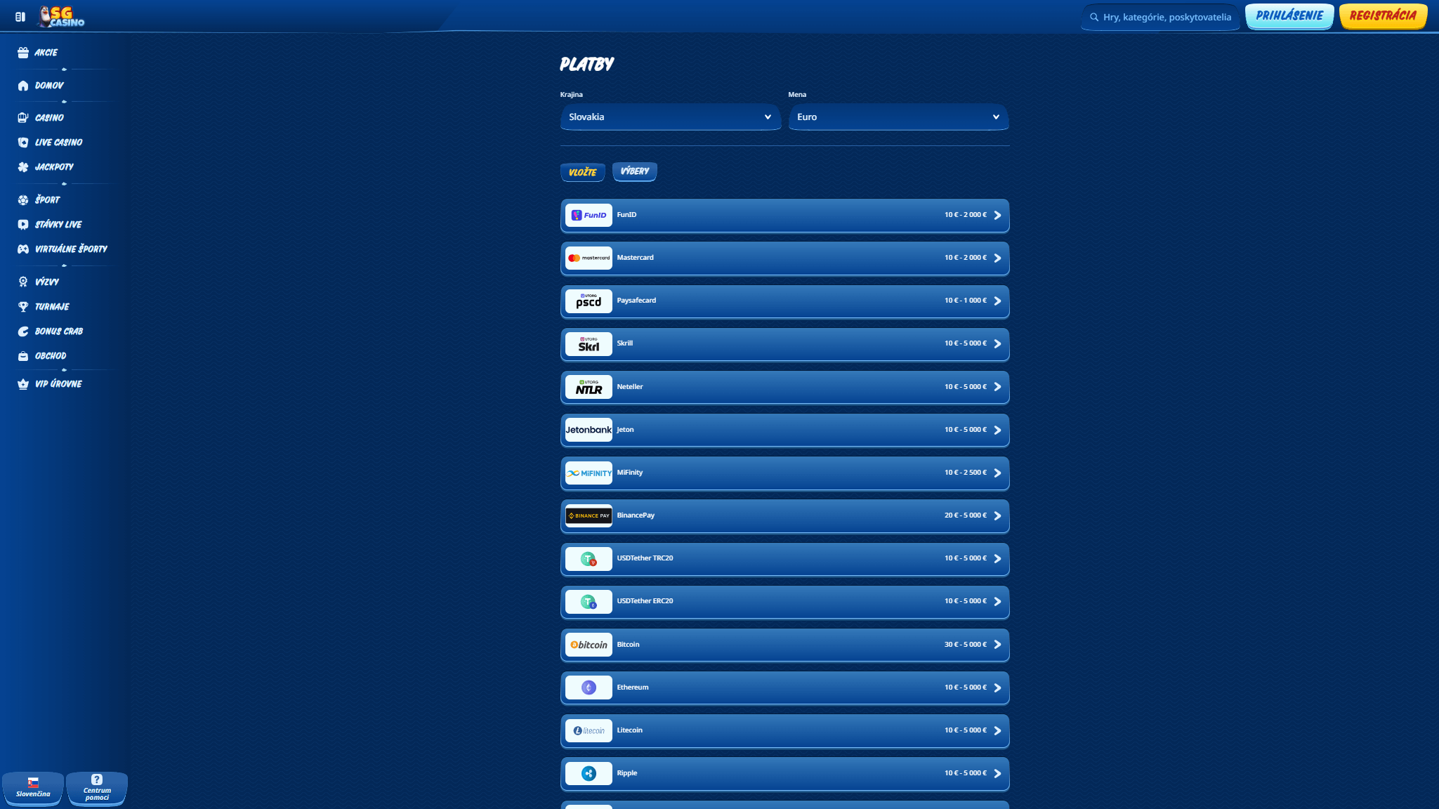 SGCasino Payments