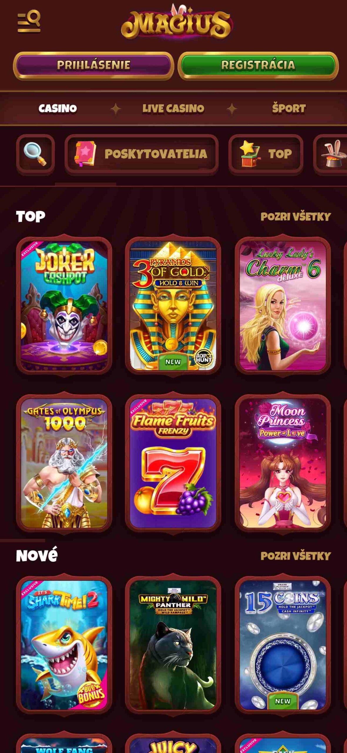 Magius Casino Games Slovakia (mobile), stavkovekancelarie.tv